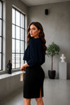 Navy Blue Cropped Open Front Shrug for Women