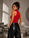 Red Strapless Choker Neck Tube Top for Women