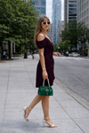 Deep Wine Plum Elara Draped Shoulder Wrap Mini Dress