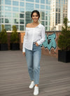 White Asymmetrical Off Shoulder Button-Down Top - GARMENT2FASHION