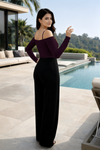 Deep Wine Plum Ruched Off Shoulder Crop Top