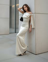 Off-White Maxi Dress Ruched Off Shoulder Bodycon - GARMENT2FASHION