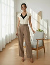 Off-White Solid Women’s V-Neck Casual Top - GARMENT2FASHION