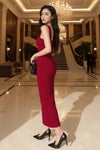 Square-Neck Bodycon Maxi Dress for Women (Red & Black) - GARMENT2FASHION