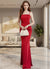 Red Square Neck Bodycon Maxi Dress - GARMENT2FASHION