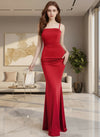 Red Square Neck Bodycon Maxi Dress - GARMENT2FASHION